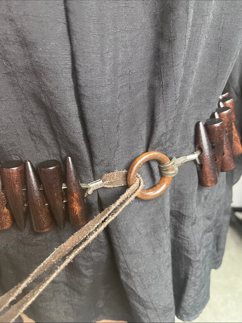Wood Spike Belt Brown Statement Piece Nordic Bandolier Witch Belt